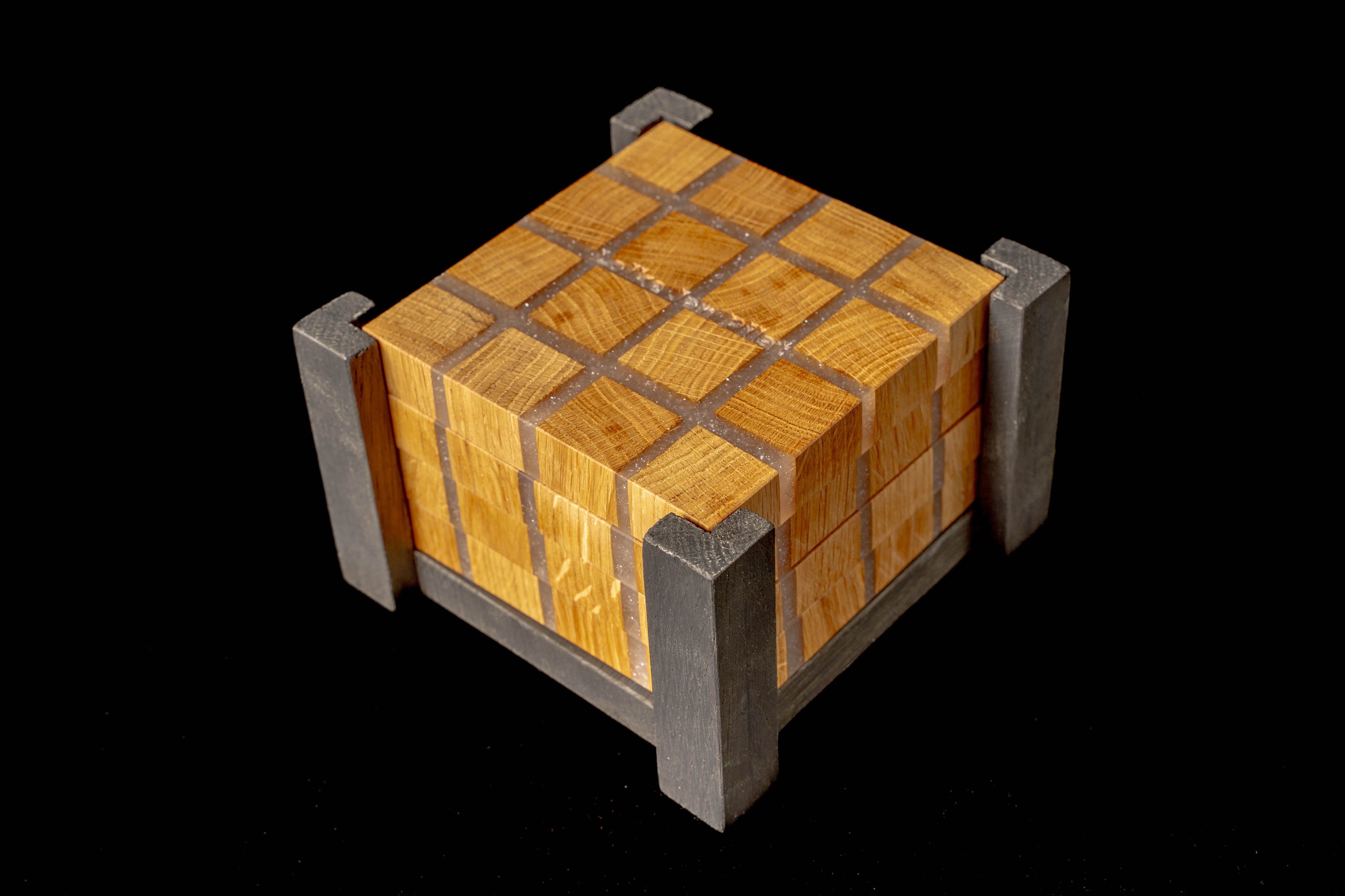 The Oak & Silver Epoxy Coaster Set